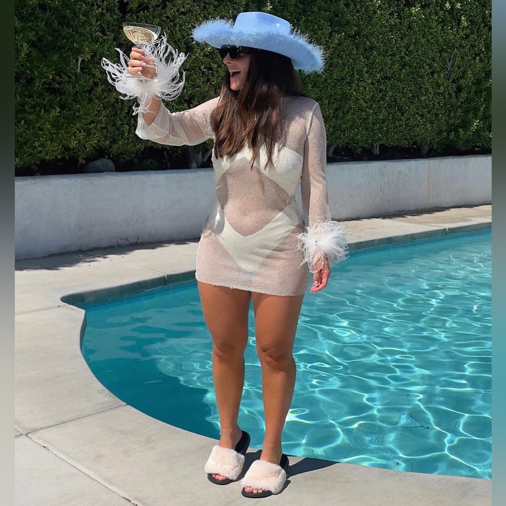 Mesh sparkle dress/ swim coverup